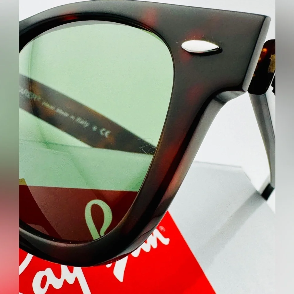 Ray-Ban Sunglasses RB2140 Original Wayfarer Tortoise Frame Green Lenses 50mm